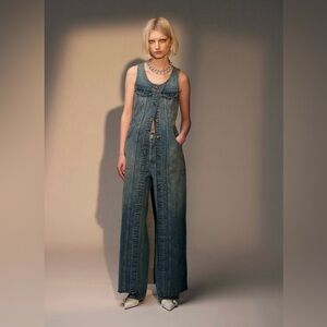 Topshop Blue Denim Maxi Dress
